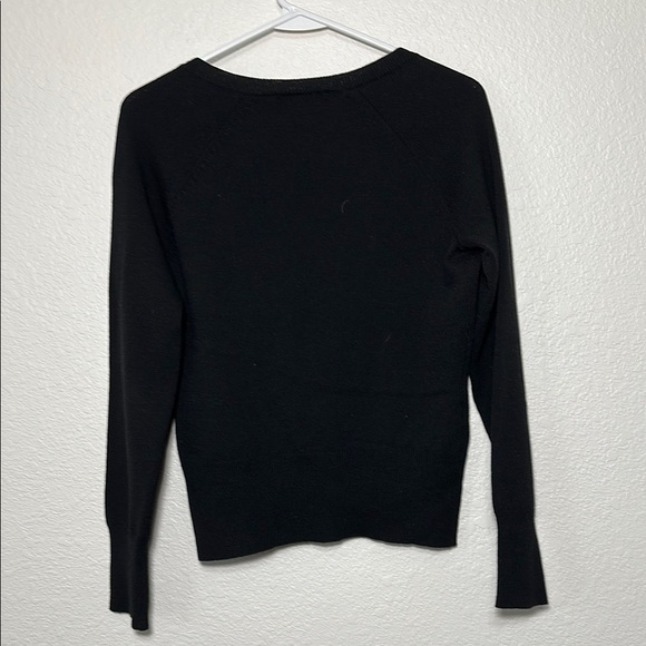 Wool Blend Black V-Neck Sweater M - Picture 2 of 6